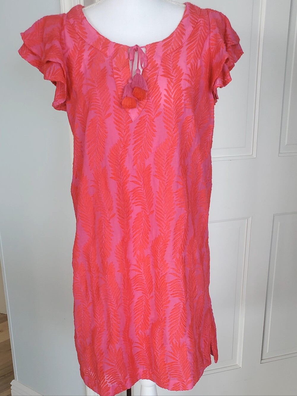 Vineyard Vines Pink Ruffle Sleeve Dress Small